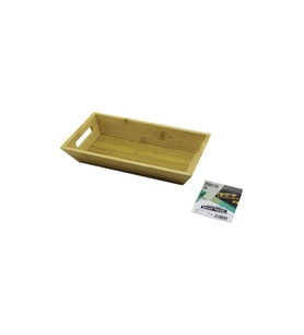 DİKDÖRTGEN=16X30CM  DERİN=4.5CM  AHŞAP BAMBU SUNUM TEPSİSİ ÇİFT OYMA KULPLU (5343)