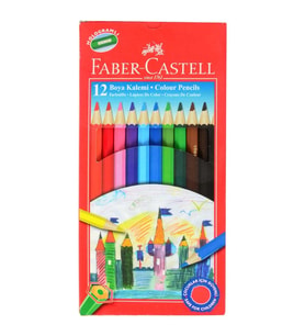 Faber Castell 12 Renk Kuru Boya Kalem Tam Boy