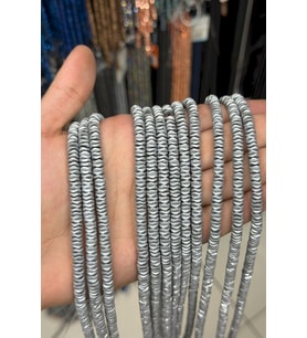 Hematit Taşı Rondela Kesim Mat Açık Gri 6x1mm Doğal Taş Dizi