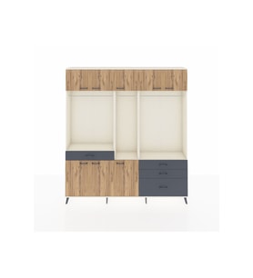 Arges Dolap 8 Raflı 4 Çekmeceli 3 Askılı 220x30x243 Aytaşı-Çam/Antrasit