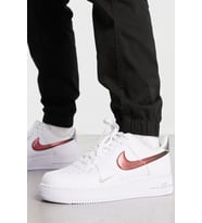 Nike Air Force 1 '07 Trainers White With Metallic Swoosh Leather Sneaker Hakiki Deri Erkek Günlük Spor Ayakkabı Beyaz