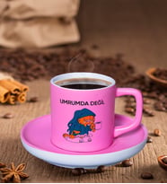 BK Gift Umrumda Değil Tasarımlı Mat Pembe Renk Türk Kahvesi Fincanı-1, Renkli Türk Kahvesi Fincanı