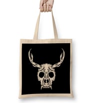 Skull With Antlers Creepy Gorilla Antlers Cool Unique Animal Skull Bez Çanta Uzun Saplı