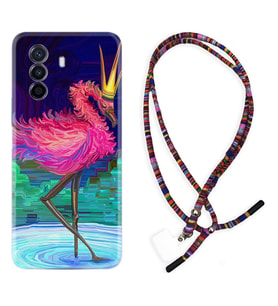 Huawei Nova Y70 Y90 Nova 9 SE  Kılıf Boyun Asklı Rasta Silikon Queen Flamingo 1748