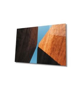 Miyrem Glasses Collection -A1^#  Kahverengi Mavi Geometrik Cam Tablo, Cam Tablo (Çok Renkli)