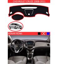 Chevrolet Cruze 2008-2011 Için Uygun Torpido Koruma Halısı Siyah Kenar Renk Kırmızı