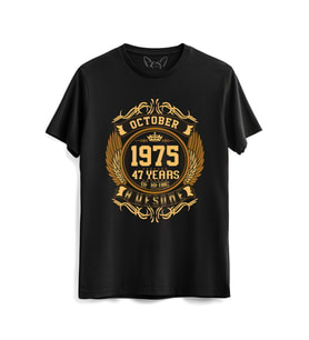 Vintage Gold Awesome Series Octaber 1975 Siyah Tshirt