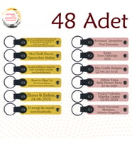 Sarı & Yavru Ağzı, 48’li Set, Öğrenciler İçin Kalıcı Bir Hatıra, Kişiye Özgü Yazılı Deri Anahtarlık