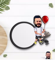 BK Gift Kişiye Özel Aile Babası Karikatürlü Ahşap Bardak Altlığı-2