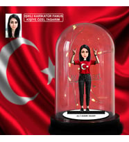 Kişiye Özel Milli Takım Formalı Kadın Taraftar Tasarımlı Karikatür Biblo Işıklı Fanus, Türkiye Milli Takım, Taraftar Hediyesi
