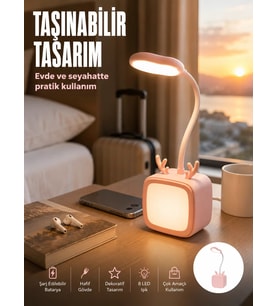 Northcity Kablosuz Şarjlı LED Masa Lambası ve Gece Işıkları - Modern Tasarım, Esnek Boyun ve Enerji Tasarruflu Çözüm