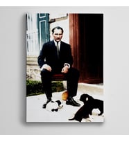 Atatürk ve Yavru Köpekler  Kanvas Tablo