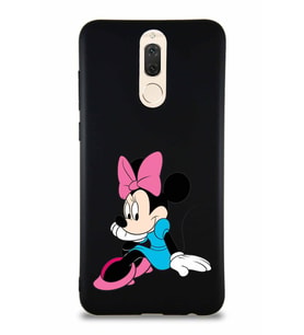 Huawei Mate 10 Lite Soft Premier Kapak Minnie Mouse-E Tasarımlı Silikon Kılıf - Siyah (Şeffaf)
