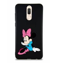 Huawei Mate 10 Lite Soft Premier Kapak Minnie Mouse-E Tasarımlı Silikon Kılıf - Siyah (Şeffaf)