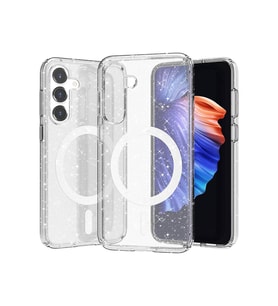 Galaxy S23 FE Kılıf Magsafe Şarj Özellikli Parlayan Simli Saydam Renkli Allstar Kapak (Şeffaf)
