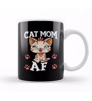 Cat Mom AF Hilarious Crazy Cat Lady Kitty Obsessed Kupa Bardak Porselen