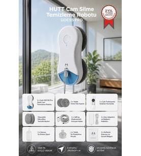 Hutt Çift Döner Başlıklı Akıllı Dikey Yüzey ve Cam Temizleme Robotu DDC55 Pro Beyaz