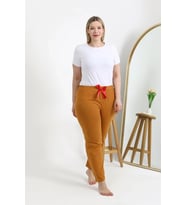 pilelistore- Kadın Pamuklu Büyük Beden Alt Pijama Hardal