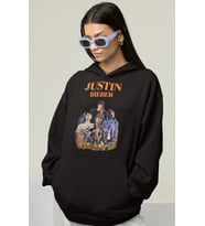 Tasarım Justin Bieber Baskılı Unisex Oversize Şarkıcı Hoodie