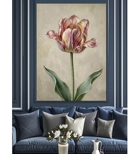 Tek Dal Lale Pastel Tablo Dekoratif Kanvas - Mdf Ahşap Tablo