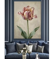 Tek Dal Lale Pastel Tablo Dekoratif Kanvas - Mdf Ahşap Tablo