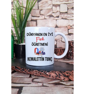 Dünyanın En İyi Fizik Öğretmeni Baskılı Kişiye Özel Öğretmenler Günü Kupa Bardak