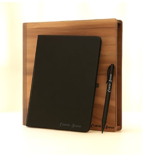 Kişiye Özel Ahşap Kutusunda A/5 Defter & Metal Tükenmez Kalem (Siyah)