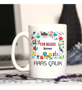 Fen Bilgisi Öğretmenine Özel Öğretmenler Günü Hediyesi Kişiye Özel Kupa Bardak