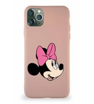 Apple iPhone 11 Pro Max Soft Premier Kapak Minnie Mouse-A Tasarımlı Silikon Kılıf - Pudra (Şeffaf)
