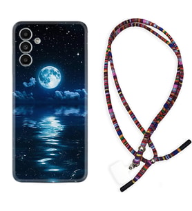 Samsung A23 A31 A32 A50 A51 A52 A53 A70 Kılıf Boyun Asklı Rasta Silikon Night Moon 1133