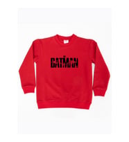 Batman baskılı pamuklu kumaş çocuk sweatshirt (Kırmızı)