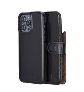 Bouletta Apple iPhone 14 Pro Uyumlu Deri Kılıf MW36 RST1 (Siyah)