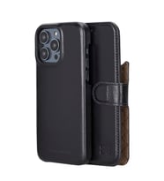 Bouletta Apple iPhone 14 Pro Uyumlu Deri Kılıf MW36 RST1 (Siyah)