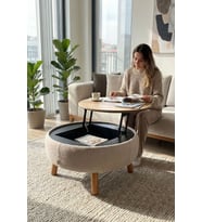 İriva Sandıklı Mekanizmalı Orta Sehpa/Bench, Sütlü Kahve (Ekru)