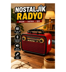 Bluetooth Destekli Nostaljik Radyo Müzik Kutusu El Fenerli USB SD Kart MP3 Çalar