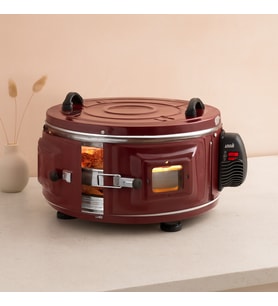 Yuvarlak davul fırın 1100W 46 cm - alüminyum tepsi, ön gözlem camı