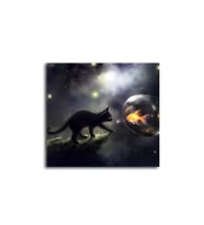 DBSanatevi Kedi Ve Baloncukta Balık Tablo - 107660 - 70x70 Cm