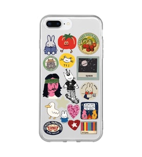Iphone 7 PLUS - 8 PLUS Uyumlu Sticker Tasarımlı Şeffaf Telefon Kılıfı