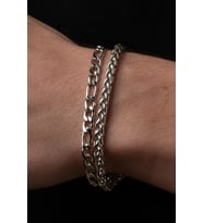 İkili Çelik Bileklik Çifti Unisex Erkek Bayan Bileklik Zincir Künye Set ack06-01-s (Metal)