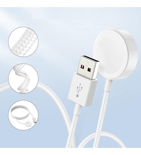 Watch Akıllı Saat Şarj Aleti USB-C Apple Watch 1-9, Ultra/Ultra 2  Uyumlu Örgü TYPE C Kablo 1 Metre (B.Beyaz)