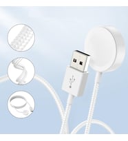 Watch Akıllı Saat Şarj Aleti USB-C Apple Watch 1-9, Ultra/Ultra 2  Uyumlu Örgü TYPE C Kablo 1 Metre (B.Beyaz)