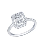 Diamond Line-Gülaylar Beyaz Altın 8 Ayar Baget Taşlı Yüzük