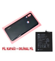 Tkgz Huawei Uyumlu Y9 Prime 2019 Arka Pil Batarya Kapağı + PİL SİYAH