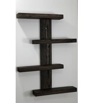 Doğal Ahşap Dekoratif Minimal Duvar Rafı,4 Katlı Vintage, Retro Ahşap Raf, Ceviz