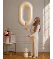 0 Rakamlı Krem 76 cm Helyum Balon – Folyo Parti Balonu