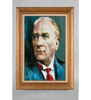 Çerçeveli Paspartulu Atatürk Tablo a353 (Gold)