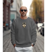 Minimal Köpek Figürlü Unisex Sweatshirt – Göğüs Ortası Baskı (Füme)