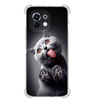 PrintiFy Xiaomi Mi 11 Uyumlu Kedi 2 Baskılı Şeffaf Köşe Korumalı Antişok Kılıf
