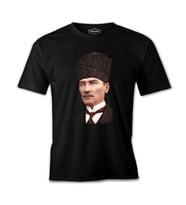 Atatürk Kalpaklı Portre Siyah Erkek Tshirt