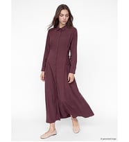 LCW Modest Bordo Bağlama Detaylı Modal Karışımlı Gömlek Elbise